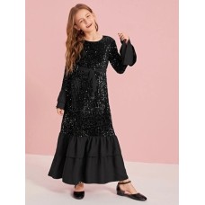 KIZ ÇOCUK PAYET SİYAH ELBİSE |Kız Çocuk Uzun Elbise