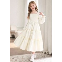 KIZ ÇOCUK KIRMIZI UZUN LASTİKLİ ELBİSE