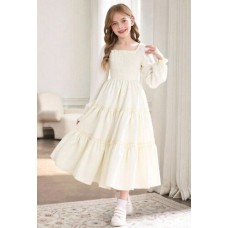 KIZ ÇOCUK KIRMIZI UZUN LASTİKLİ ELBİSE