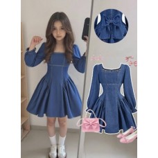 KIZ 12 YAS MAVİ KOT ELBİSE