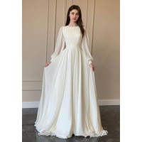 Uzun Beyaz Nikah Elbisesi